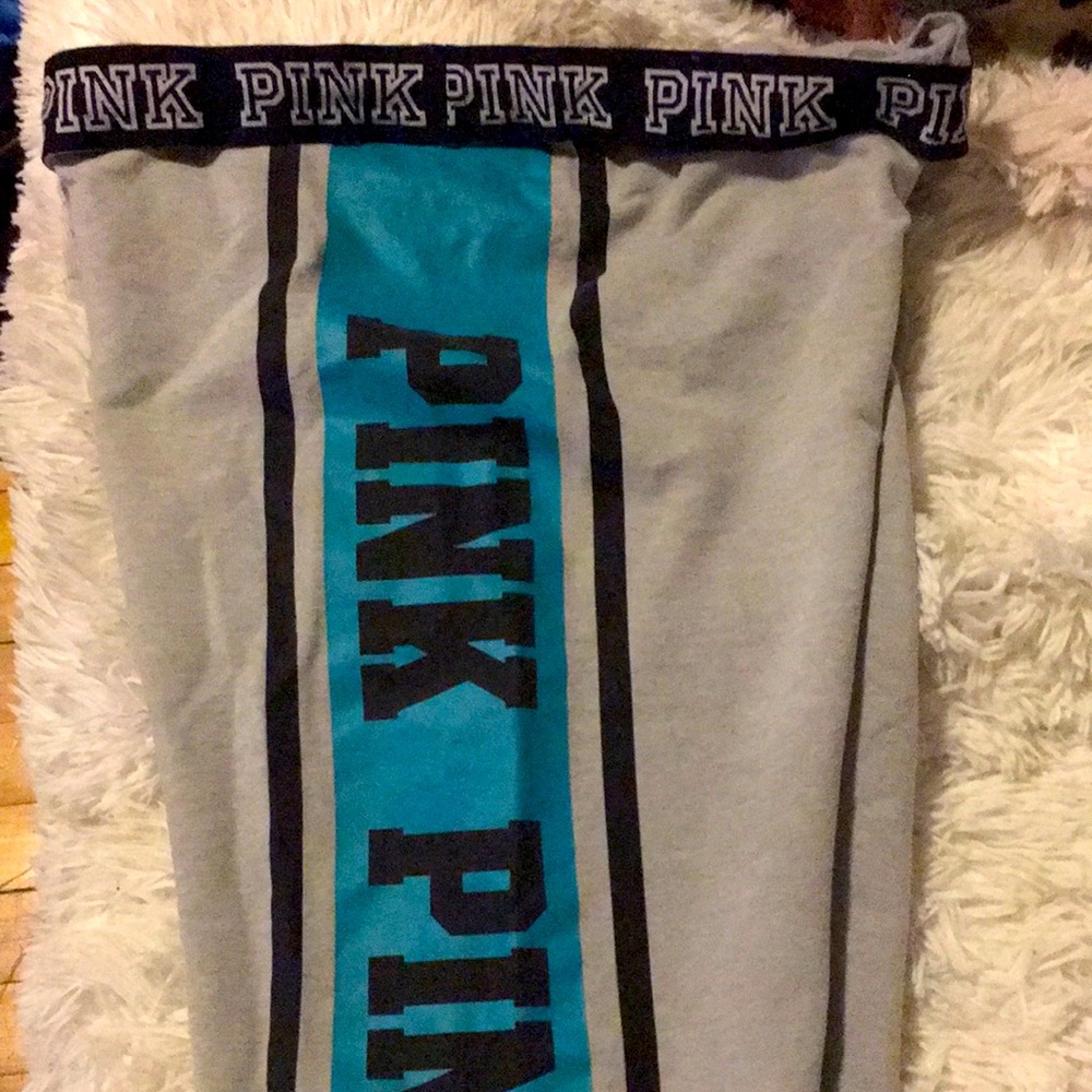 NWT Pink Victoria Secret Straight Skinny Leg Joggers With Drawstring And Pink